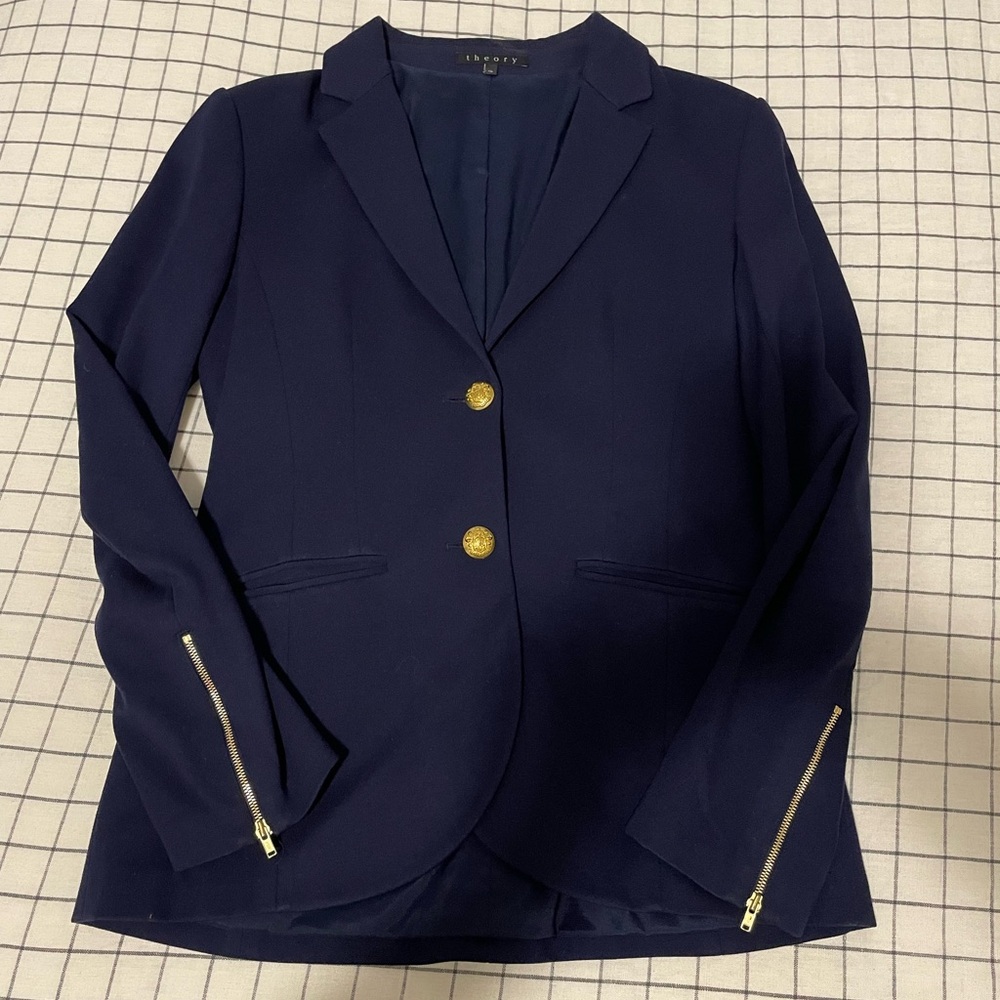 Theory Navy blazer with gold buttons - Size 10